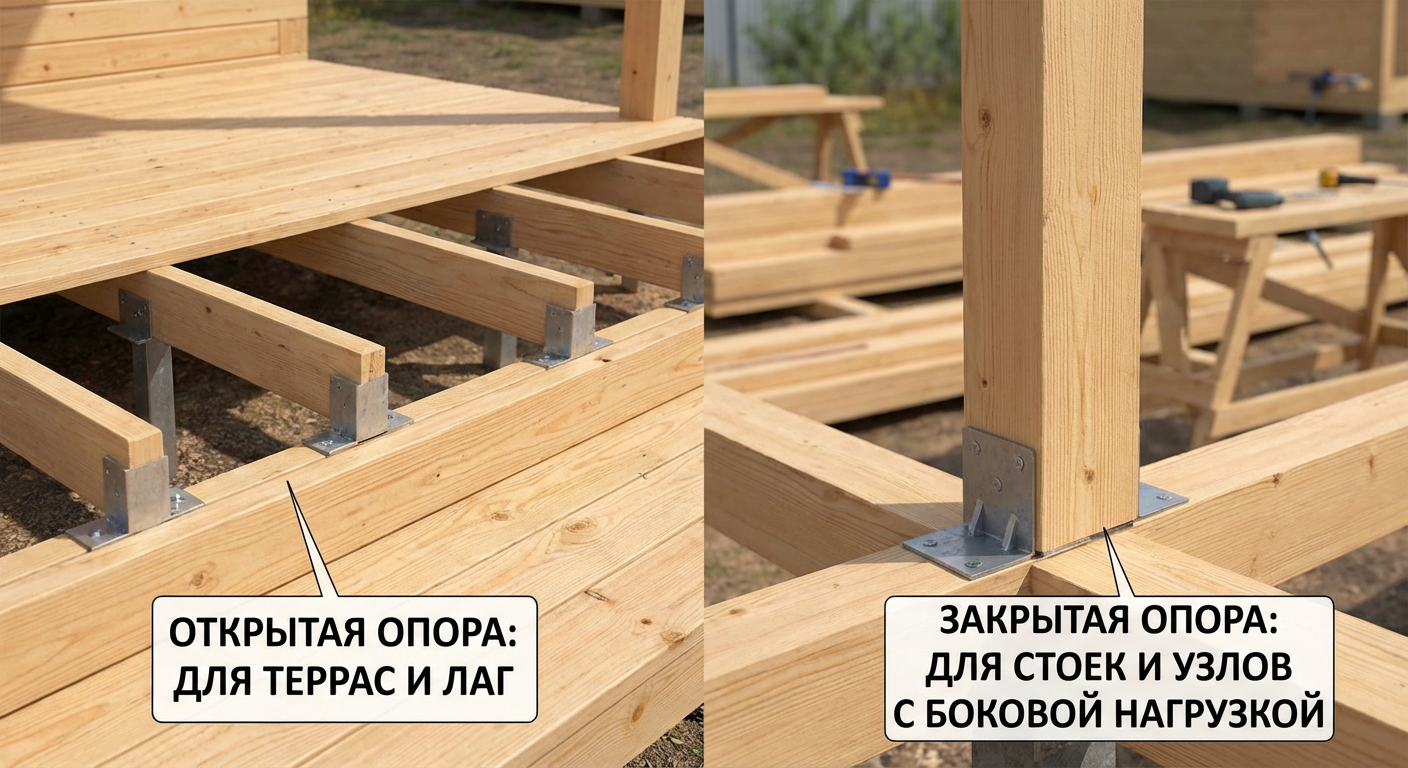 Выбор опоры для бруса по нагрузке и условиям эксплуатации