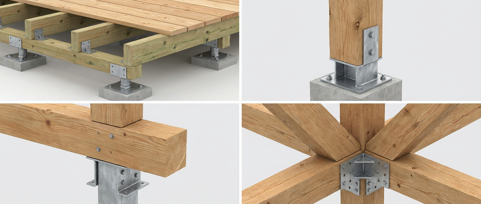 Популярные типоразмеры опор для бруса и примеры применения