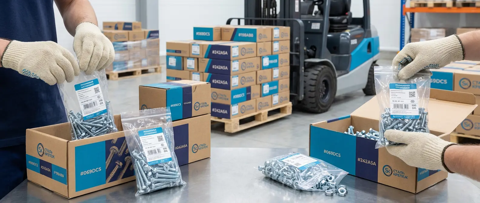 Упаковка заказа Упаковка и отгрузка крепежа