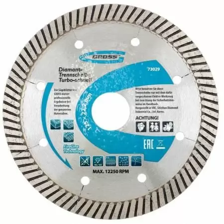 Диск алмазный, 230 х 22,2 мм, турбо с лазерной перфорацией, сухая резка Gross: купить оптом и в розницу в интернет магазине Сталь Крепеж - размеры, цены, характеристики. Диск алмазный, 230 х 22,2 мм, турбо с лазерной перфорацией, сухая резка Gross оптом и в розницу на сайте Сталь Крепеж