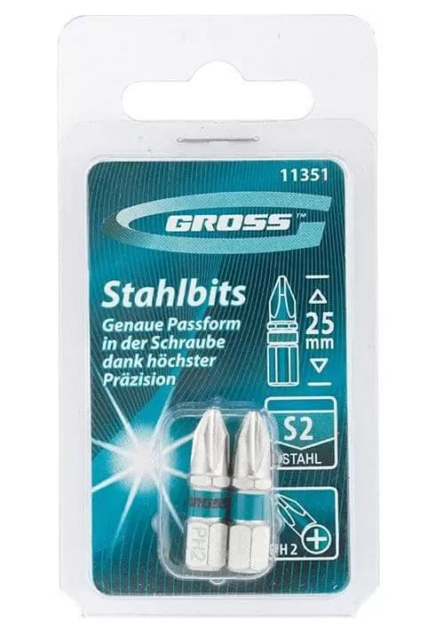 Набор бит РН2 х 25, сталь S2, 2 шт. Gross: купить оптом и в розницу в интернет магазине Сталь Крепеж - размеры, цены, характеристики. Набор бит РН2 х 25, сталь S2, 2 шт. Gross оптом и в розницу на сайте Сталь Крепеж