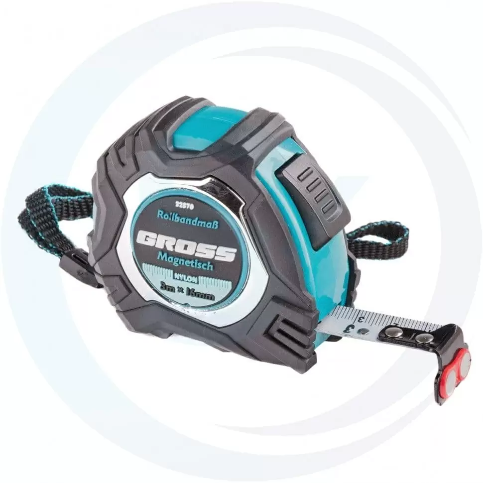 Рулетка Magnetisch 3 м х 16 мм, обрезиненный корпус, автоматическая фиксация, Нейлоновое покрытиеытие, зацеп с магнитом Gross: купить оптом и в розницу в интернет магазине Сталь Крепеж - размеры, цены, характеристики. Рулетка Magnetisch 3 м х 16 мм, обрезиненный корпус, автоматическая фиксация, Нейлоновое покрытиеытие, зацеп с магнитом Gross оптом и в розницу на сайте Сталь Крепеж