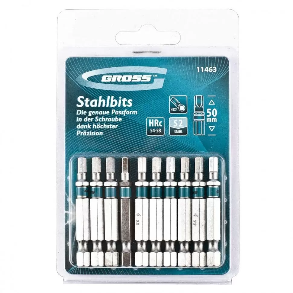 Набор бит HEX 4 х 50, сталь S2, 10 шт. Gross: купить оптом и в розницу в интернет магазине Сталь Крепеж - размеры, цены, характеристики. Набор бит HEX 4 х 50, сталь S2, 10 шт. Gross оптом и в розницу на сайте Сталь Крепеж