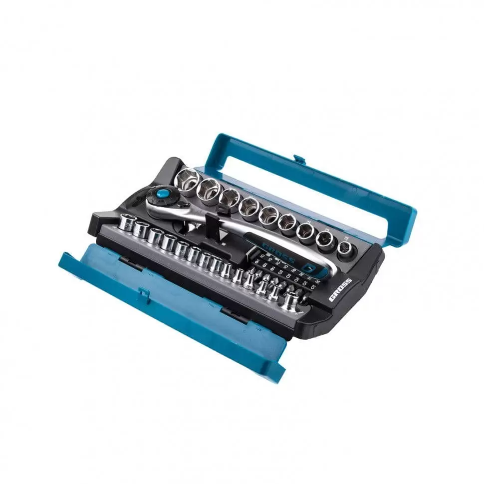 Набор торцевых головок, трещотка 120 зубьев, 41 предмет, 1/2", 1/4", CrV Gross: купить оптом и в розницу в интернет магазине Сталь Крепеж - размеры, цены, характеристики. Набор торцевых головок, трещотка 120 зубьев, 41 предмет, 1/2", 1/4", CrV Gross оптом и в розницу на сайте Сталь Крепеж