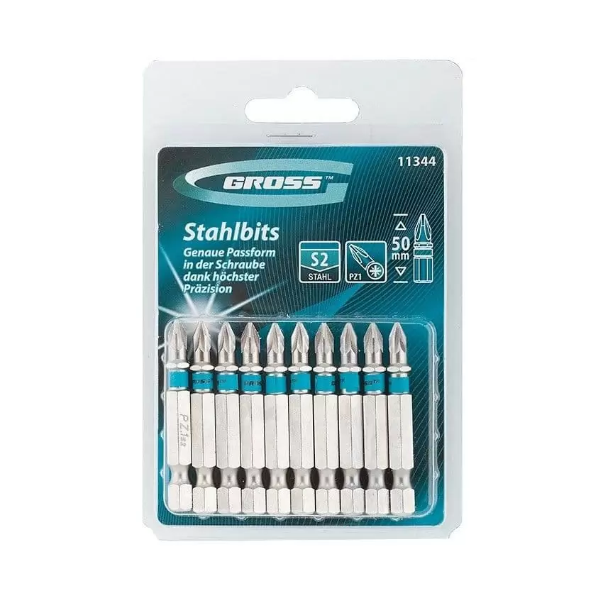 Набор бит РZ1 х 50, сталь S2, 10 шт. Gross: купить оптом и в розницу в интернет магазине Сталь Крепеж - размеры, цены, характеристики. Набор бит РZ1 х 50, сталь S2, 10 шт. Gross оптом и в розницу на сайте Сталь Крепеж