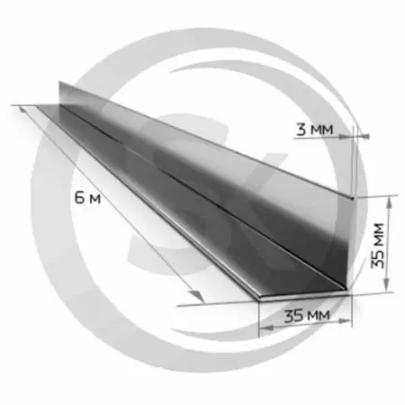 Уголок 35х35мм стальной, толщина 3мм оптом и в розницу на сайте Сталь Крепеж