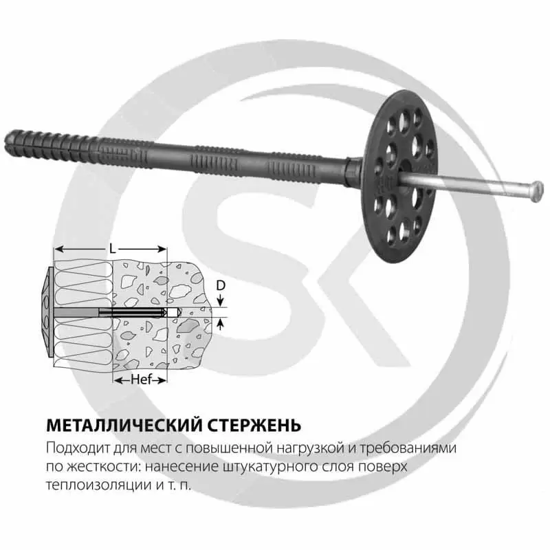 Дюбель для теплоизоляции 10х160мм ИЗМ, с металлическим стержнем: купить оптом и в розницу в интернет магазине Сталь Крепеж - размеры, цены, характеристики. Дюбель для теплоизоляции 10х160мм ИЗМ, с металлическим стержнем оптом и в розницу на сайте Сталь Крепеж