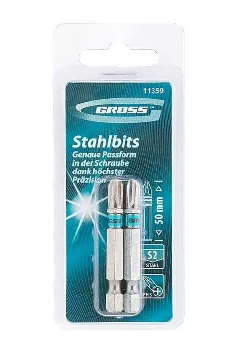 Набор бит РН3 х 50, сталь S2, 2 шт. Gross: купить оптом и в розницу в интернет магазине Сталь Крепеж - размеры, цены, характеристики. Набор бит РН3 х 50, сталь S2, 2 шт. Gross оптом и в розницу на сайте Сталь Крепеж