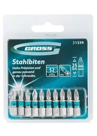 Набор бит РZ1 х 25, сталь S2, 10 шт. Gross: купить оптом и в розницу в интернет магазине Сталь Крепеж - размеры, цены, характеристики. Набор бит РZ1 х 25, сталь S2, 10 шт. Gross оптом и в розницу на сайте Сталь Крепеж