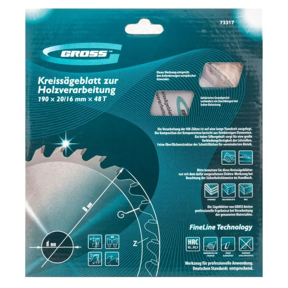 Пильный диск по дереву 190 x 20/16 x 48Т Gross: купить оптом и в розницу в интернет магазине Сталь Крепеж - размеры, цены, характеристики. Пильный диск по дереву 190 x 20/16 x 48Т Gross оптом и в розницу на сайте Сталь Крепеж