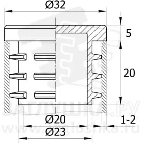 Заглушка внутренняя для труб диаметром 32 мм оптом и в розницу на сайте Сталь Крепеж