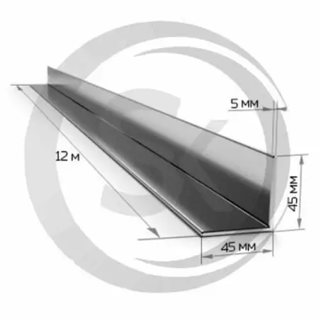 Уголок 45х45мм стальной, толщина 5мм оптом и в розницу на сайте Сталь Крепеж