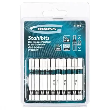 Набор бит HEX 6 х 50, сталь S2, 10 шт. Gross оптом и в розницу на сайте Сталь Крепеж
