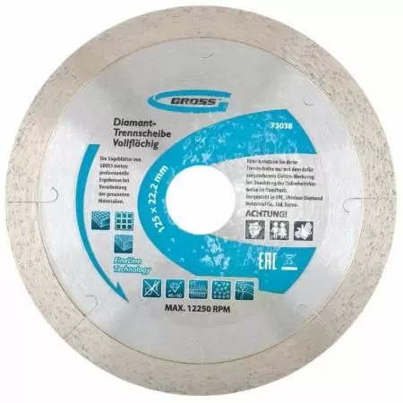 Диск алмазный, 230 х 22,2 мм, сплошной c лазерной перфорацией, мокрая резка Gross: купить оптом и в розницу в интернет магазине Сталь Крепеж - размеры, цены, характеристики. Диск алмазный, 230 х 22,2 мм, сплошной c лазерной перфорацией, мокрая резка Gross оптом и в розницу на сайте Сталь Крепеж