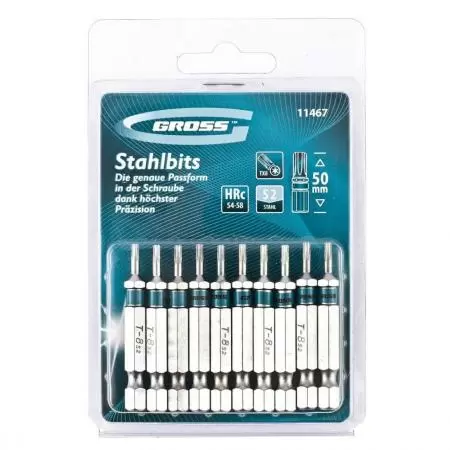 Набор бит Torx8 х 50, сталь S2, 10 шт. Gross оптом и в розницу на сайте Сталь Крепеж