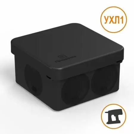 Электромонтажная коробка для прямого монтажа черная, атмосферостойкая, двухкомпонентная: купить оптом и в розницу в интернет магазине Сталь Крепеж - размеры, цены, характеристики. Электромонтажная коробка для прямого монтажа черная, атмосферостойкая, двухкомпонентная оптом и в розницу на сайте Сталь Крепеж
