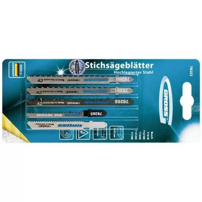 Набор полотен для электролобзика универсальный, 5 шт Gross: купить оптом и в розницу в интернет магазине Сталь Крепеж - размеры, цены, характеристики. Набор полотен для электролобзика универсальный, 5 шт Gross оптом и в розницу на сайте Сталь Крепеж