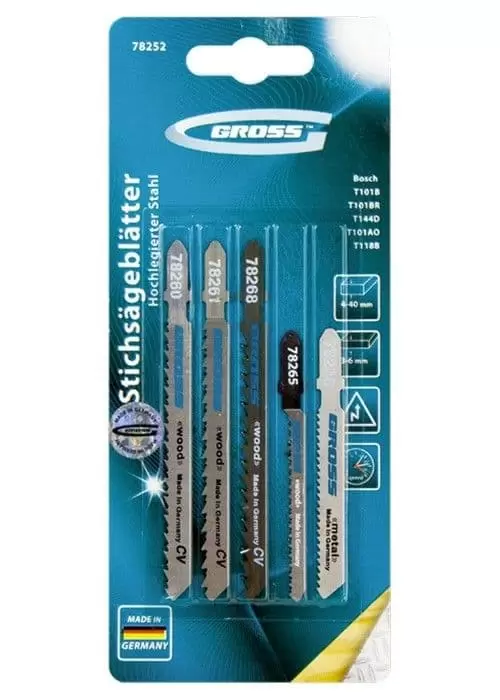 Набор полотен для электролобзика универсальный, 5 шт Gross: купить оптом и в розницу в интернет магазине Сталь Крепеж - размеры, цены, характеристики. Набор полотен для электролобзика универсальный, 5 шт Gross оптом и в розницу на сайте Сталь Крепеж