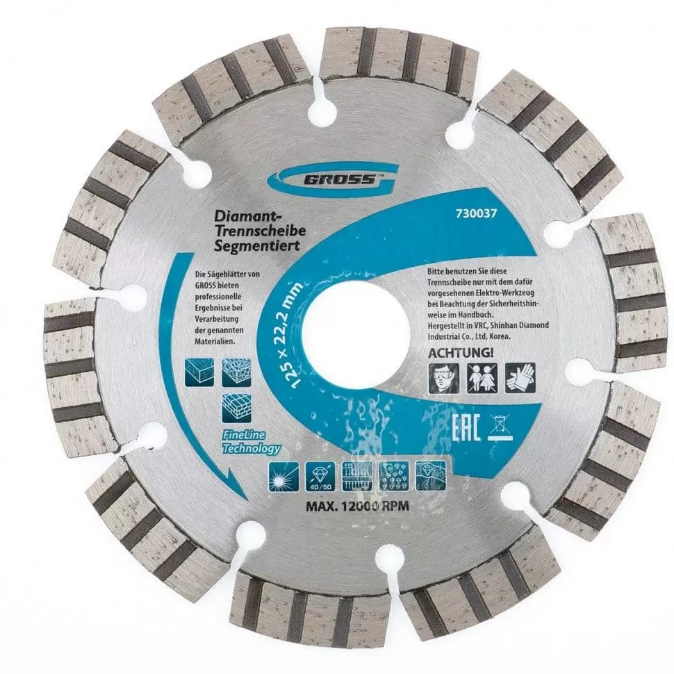 Диск алмазный, 230 х 22,2 мм, лазерная приварка турбо-сегментов, сухая резка Gross: купить оптом и в розницу в интернет магазине Сталь Крепеж - размеры, цены, характеристики. Диск алмазный, 230 х 22,2 мм, лазерная приварка турбо-сегментов, сухая резка Gross оптом и в розницу на сайте Сталь Крепеж