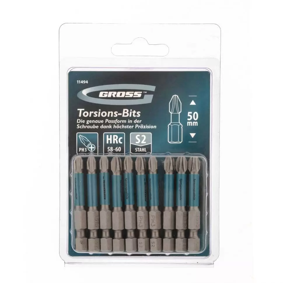 Набор бит торсионных PH3 x 50 мм, для ударных шуруповертов, 10 шт. Gross: купить оптом и в розницу в интернет магазине Сталь Крепеж - размеры, цены, характеристики. Набор бит торсионных PH3 x 50 мм, для ударных шуруповертов, 10 шт. Gross оптом и в розницу на сайте Сталь Крепеж