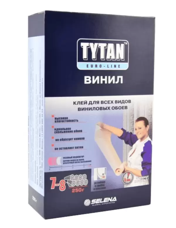 Клей TYTAN Euro-Line ВИНИЛ для всех видов виниловых обоев с индикатором 250g.: купить оптом и в розницу в интернет магазине Сталь Крепеж - размеры, цены, характеристики. Клей TYTAN Euro-Line ВИНИЛ для всех видов виниловых обоев с индикатором 250g. оптом и в розницу на сайте Сталь Крепеж