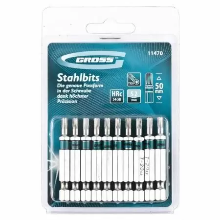 Набор бит Torx20 х 50, сталь S2, 10 шт. Gross оптом и в розницу на сайте Сталь Крепеж