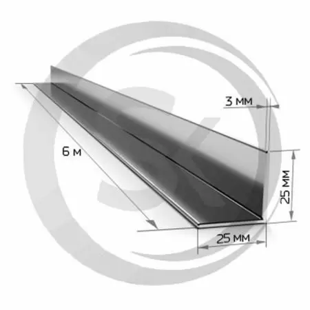 Уголок 25х25мм стальной, толщина 3мм оптом и в розницу на сайте Сталь Крепеж