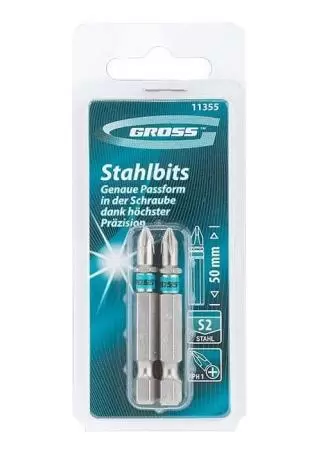 Набор бит РН1 х 50, сталь S2, 2 шт. Gross оптом и в розницу на сайте Сталь Крепеж