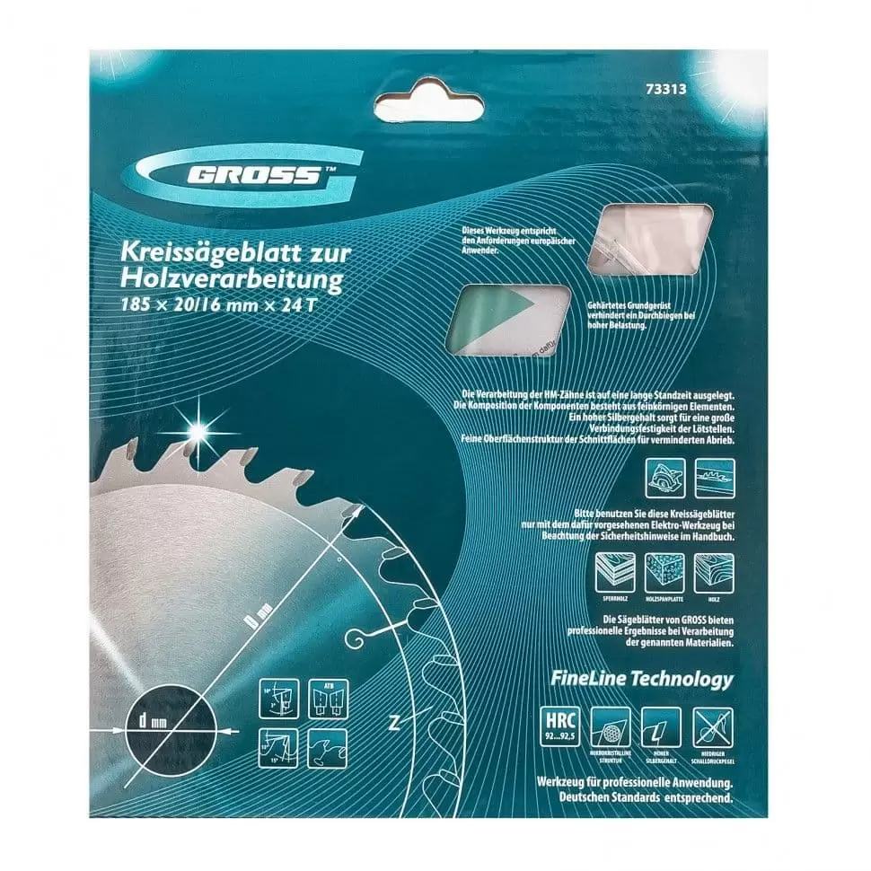 Пильный диск по дереву 185 x 20/16 x 24Т Gross: купить оптом и в розницу в интернет магазине Сталь Крепеж - размеры, цены, характеристики. Пильный диск по дереву 185 x 20/16 x 24Т Gross оптом и в розницу на сайте Сталь Крепеж