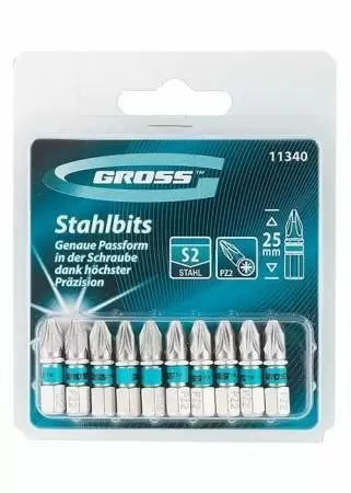Набор бит РZ2 х 25, сталь S2, 10 шт. Gross: купить оптом и в розницу в интернет магазине Сталь Крепеж - размеры, цены, характеристики. Набор бит РZ2 х 25, сталь S2, 10 шт. Gross оптом и в розницу на сайте Сталь Крепеж