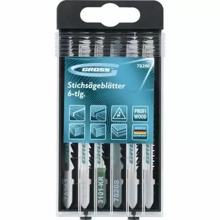 Набор полотен для электролобзика по дереву, 6 шт, Profi, пластиковый кейс Gross: купить оптом и в розницу в интернет магазине Сталь Крепеж - размеры, цены, характеристики. Набор полотен для электролобзика по дереву, 6 шт, Profi, пластиковый кейс Gross оптом и в розницу на сайте Сталь Крепеж