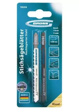 Набор полотен для электролобзика по дереву, 2 шт, 78254 Gross: купить оптом и в розницу в интернет магазине Сталь Крепеж - размеры, цены, характеристики. Набор полотен для электролобзика по дереву, 2 шт, 78254 Gross оптом и в розницу на сайте Сталь Крепеж