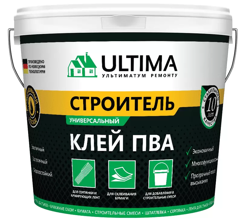 Клей ПВА ULTIMA Строитель ведро 0,9кг: купить оптом и в розницу в интернет магазине Сталь Крепеж - размеры, цены, характеристики. Клей ПВА ULTIMA Строитель ведро 0,9кг оптом и в розницу на сайте Сталь Крепеж