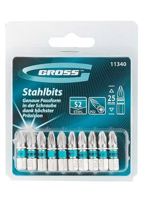 Набор бит РZ2 х 25, сталь S2, 10 шт. Gross: купить оптом и в розницу в интернет магазине Сталь Крепеж - размеры, цены, характеристики. Набор бит РZ2 х 25, сталь S2, 10 шт. Gross оптом и в розницу на сайте Сталь Крепеж