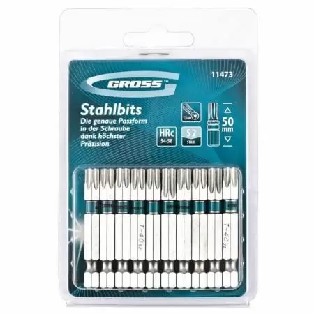 Набор бит Torx40 х 50, сталь S2, 10 шт. Gross оптом и в розницу на сайте Сталь Крепеж