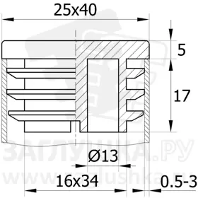 Заглушка для труб прямоугольного сечения 25х40 мм оптом и в розницу на сайте Сталь Крепеж