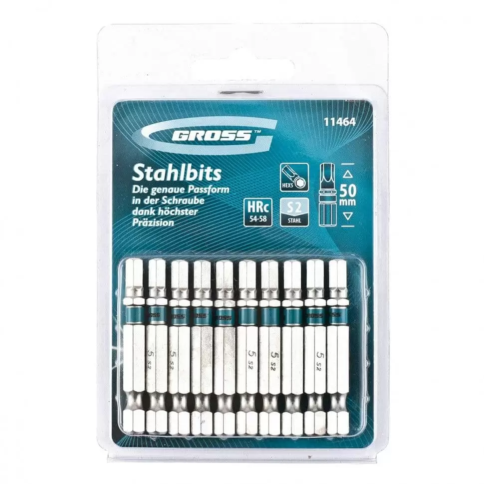 Набор бит HEX 5 х 50, сталь S2, 10 шт. Gross: купить оптом и в розницу в интернет магазине Сталь Крепеж - размеры, цены, характеристики. Набор бит HEX 5 х 50, сталь S2, 10 шт. Gross оптом и в розницу на сайте Сталь Крепеж