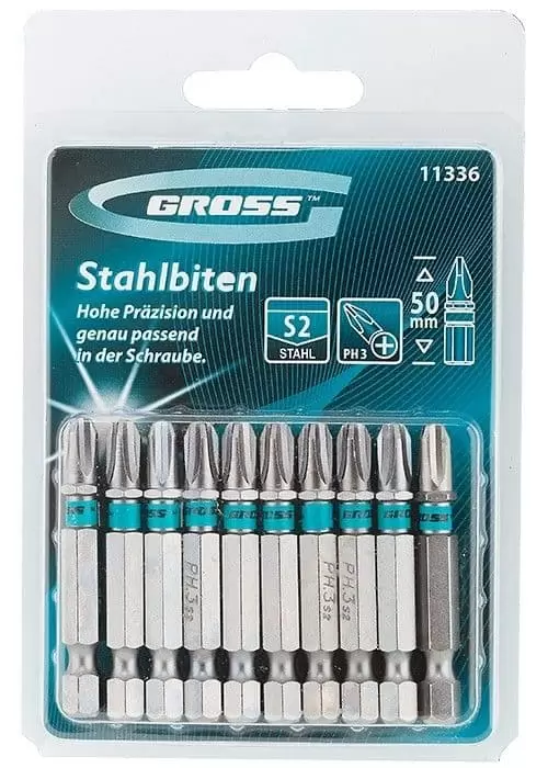 Набор бит РН3 х 50, сталь S2, 10 шт. Gross: купить оптом и в розницу в интернет магазине Сталь Крепеж - размеры, цены, характеристики. Набор бит РН3 х 50, сталь S2, 10 шт. Gross оптом и в розницу на сайте Сталь Крепеж