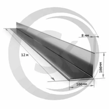 Уголок 100х100мм стальной, толщина 8мм оптом и в розницу на сайте Сталь Крепеж