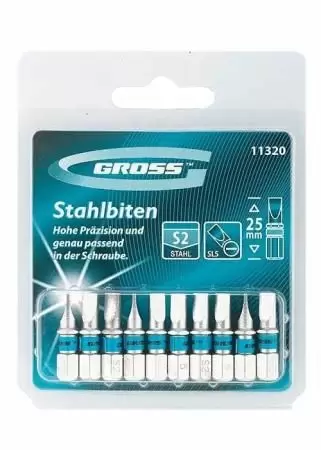 Набор бит SL5 х 25, сталь S2, 10 шт. Gross оптом и в розницу на сайте Сталь Крепеж