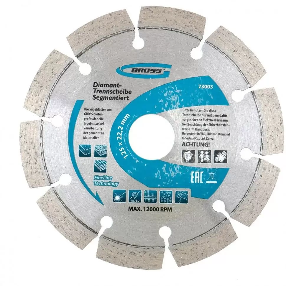 Диск алмазный, 230 х 22,2 мм, лазерная приварка сегментов, сухая резка Gross: купить оптом и в розницу в интернет магазине Сталь Крепеж - размеры, цены, характеристики. Диск алмазный, 230 х 22,2 мм, лазерная приварка сегментов, сухая резка Gross оптом и в розницу на сайте Сталь Крепеж