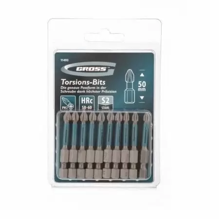 Набор бит торсионных PH2 x 50 мм, для ударных шуруповертов, 5 шт. Gross оптом и в розницу на сайте Сталь Крепеж