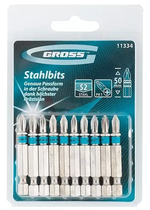 Набор бит РН1 х 50, сталь S2, 10 шт. Gross: купить оптом и в розницу в интернет магазине Сталь Крепеж - размеры, цены, характеристики. Набор бит РН1 х 50, сталь S2, 10 шт. Gross оптом и в розницу на сайте Сталь Крепеж