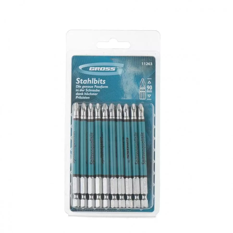 Набор бит PH2 х 90, сталь S2, 10 шт. Gross: купить оптом и в розницу в интернет магазине Сталь Крепеж - размеры, цены, характеристики. Набор бит PH2 х 90, сталь S2, 10 шт. Gross оптом и в розницу на сайте Сталь Крепеж
