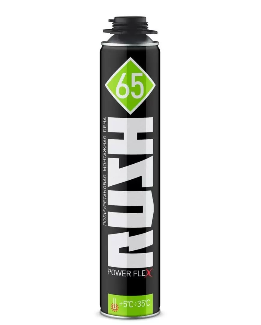 Монтажная пена Rush Power Flex 65 Профессиональная, Летняя: купить оптом и в розницу в интернет магазине Сталь Крепеж - размеры, цены, характеристики. Монтажная пена Rush Power Flex 65 Профессиональная, Летняя оптом и в розницу на сайте Сталь Крепеж