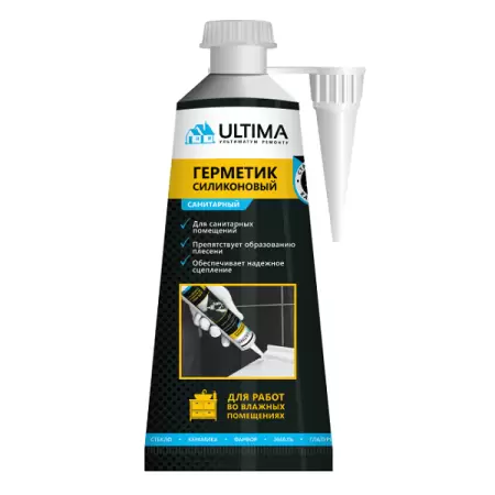 Герметик санитарный Ultima Силиконовый, Белый: купить оптом и в розницу в интернет магазине Сталь Крепеж - размеры, цены, характеристики. Герметик санитарный Ultima Силиконовый, Белый оптом и в розницу на сайте Сталь Крепеж