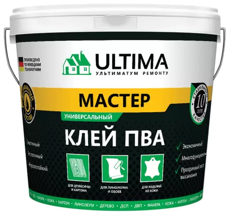 Клей ПВА ULTIMA Мастер ведро 0,9кг: купить оптом и в розницу в интернет магазине Сталь Крепеж - размеры, цены, характеристики. Клей ПВА ULTIMA Мастер ведро 0,9кг оптом и в розницу на сайте Сталь Крепеж