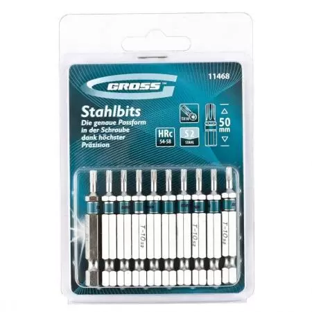 Набор бит Torx10 х 50, сталь S2, 10 шт. Gross оптом и в розницу на сайте Сталь Крепеж