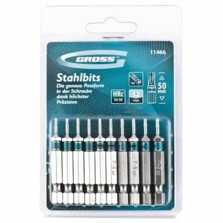 Набор бит Torx6 х 50, сталь S2, 10 шт. Gross оптом и в розницу на сайте Сталь Крепеж