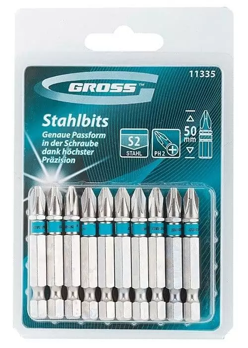 Набор бит РН2 х 50, сталь S2, 10 шт. Gross: купить оптом и в розницу в интернет магазине Сталь Крепеж - размеры, цены, характеристики. Набор бит РН2 х 50, сталь S2, 10 шт. Gross оптом и в розницу на сайте Сталь Крепеж